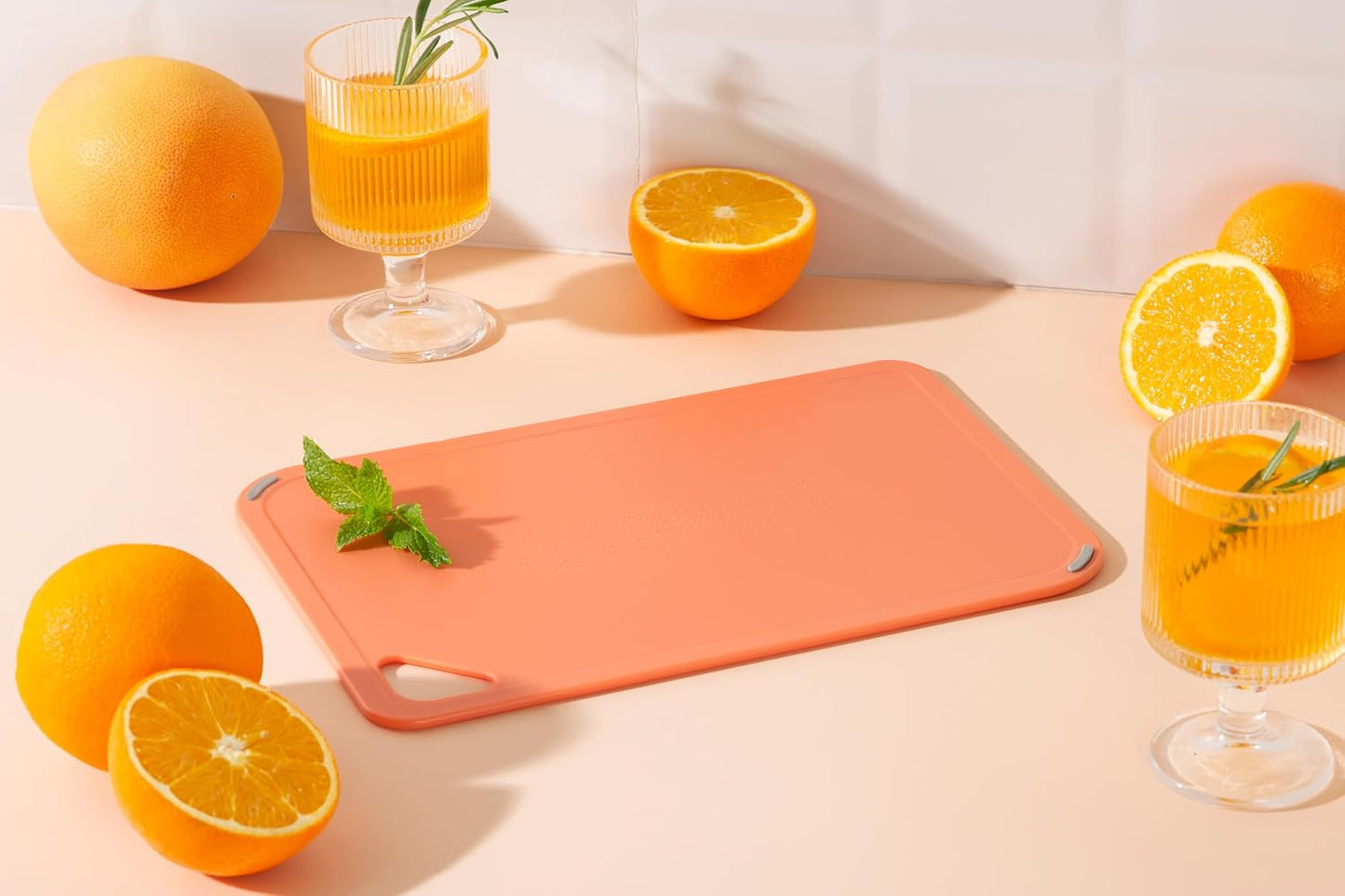 THETCHRY Plastic Cutting Board Set of 4, Extra Large Cutting Board for Kitchen with Non-Slip, Large -Small Chopping Board for Cooking, Bpa Free, with Grip Handle,Green