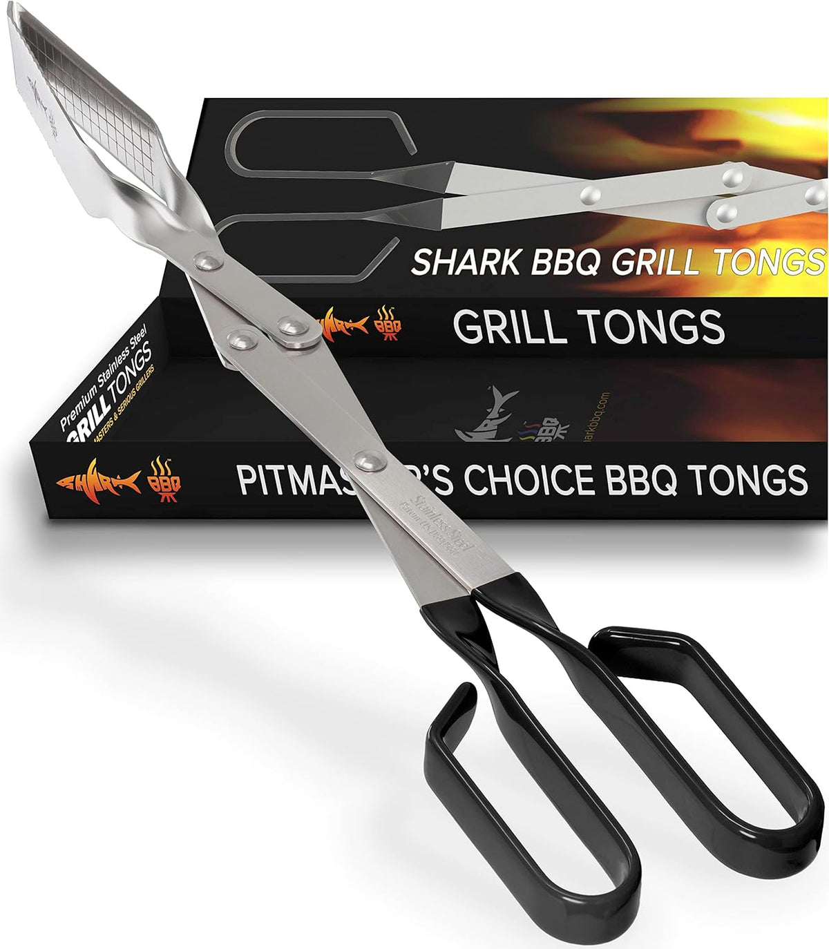 Steak Grill Tongs - 17 inch Red. Professional outdoor grilling utensil. Long reach Barbeque Grilling Tongs. Ideal for steak, fish, burger, and sausage