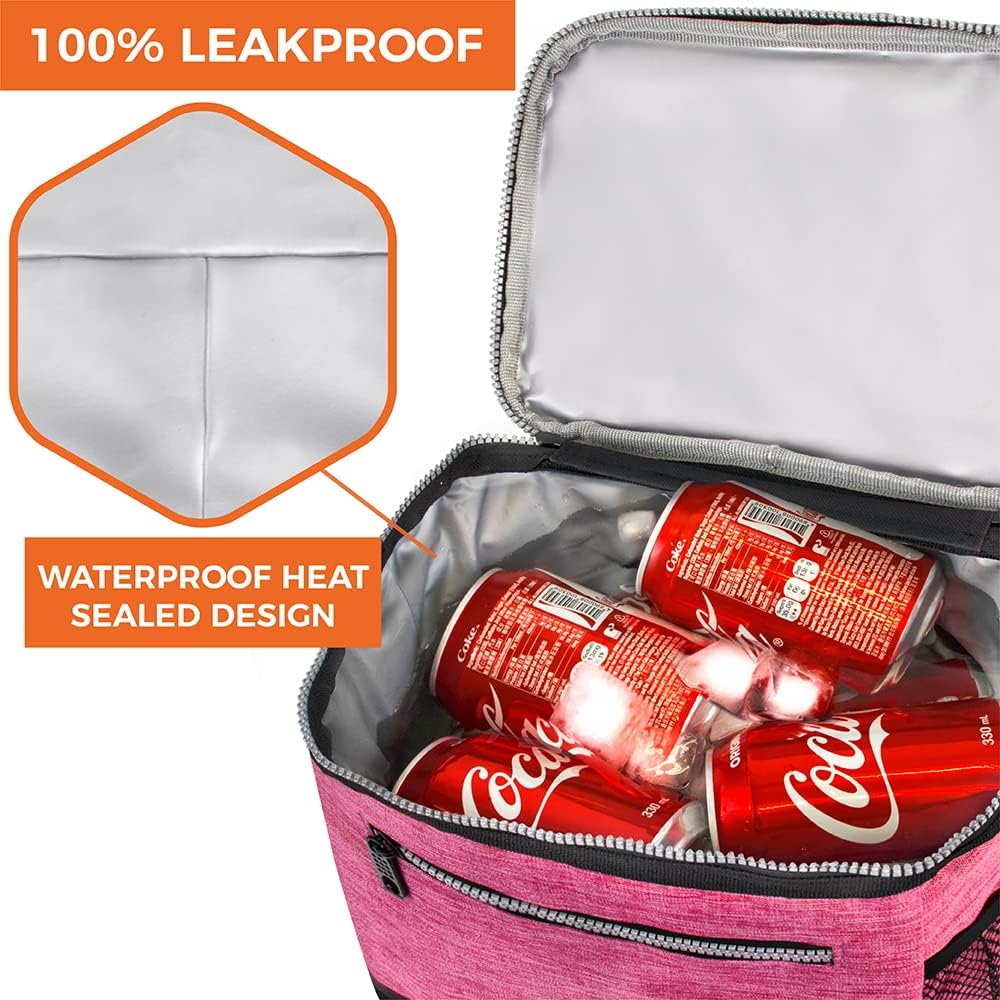 opux Insulated Lunch Box Men Women, Lunch Bag for Work School, Leakproof Soft Cooler Tote Adult, Large Lunch Pail Kids Boys Girls, Picnic Beach Food Bag with Shoulder Strap, Purple Floral
