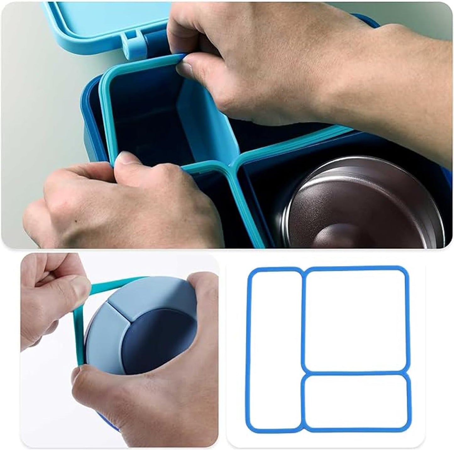 4 pack Lid Seal Gasket For OmieBox,Fit Seal Replacement for Kids Bento Box,Made from Food-Safe Silicone Rubber,Essential Lunch Bento Box Accessories for Kids,Ensures Leak-Proof Freshness(Blue&Purple)
