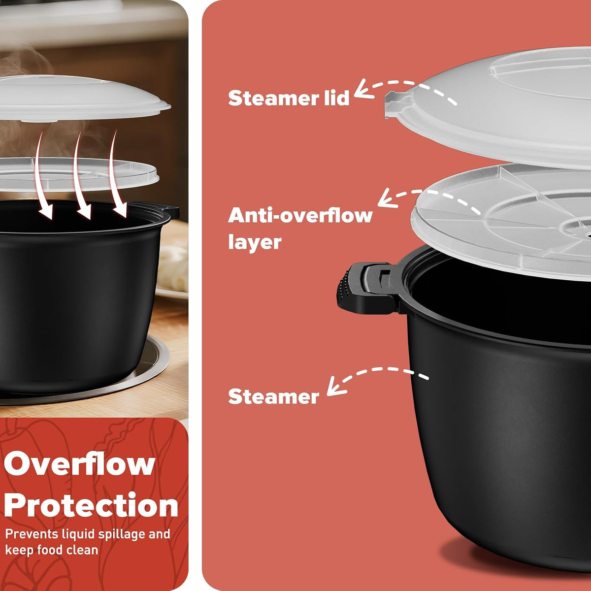 Large Microwave Cookware Steamer 2 Quart Vegetable Cooker for Cooking