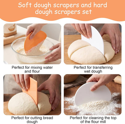 4PCS Bowl Scrapers for Bread Dough, Dough Scraper Silicone Set