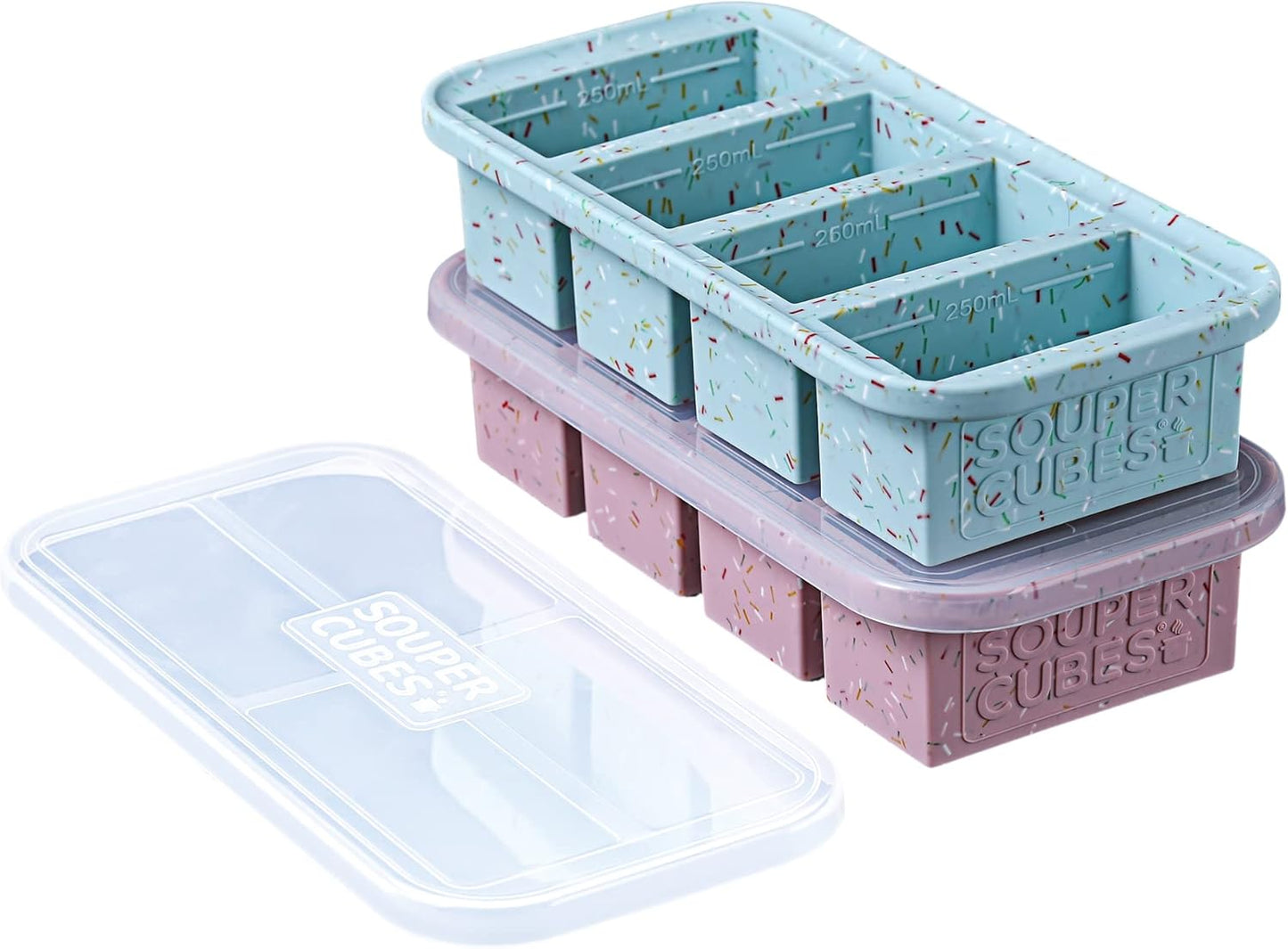 Souper Cubes 1 Cup Silicone Freezer Molds - Soup Cubes Perfect for Freezing Broth, Rice, Leftovers and More - Silicone Freezer Trays with Lids for Meal Prep - Aqua - 1-Pack