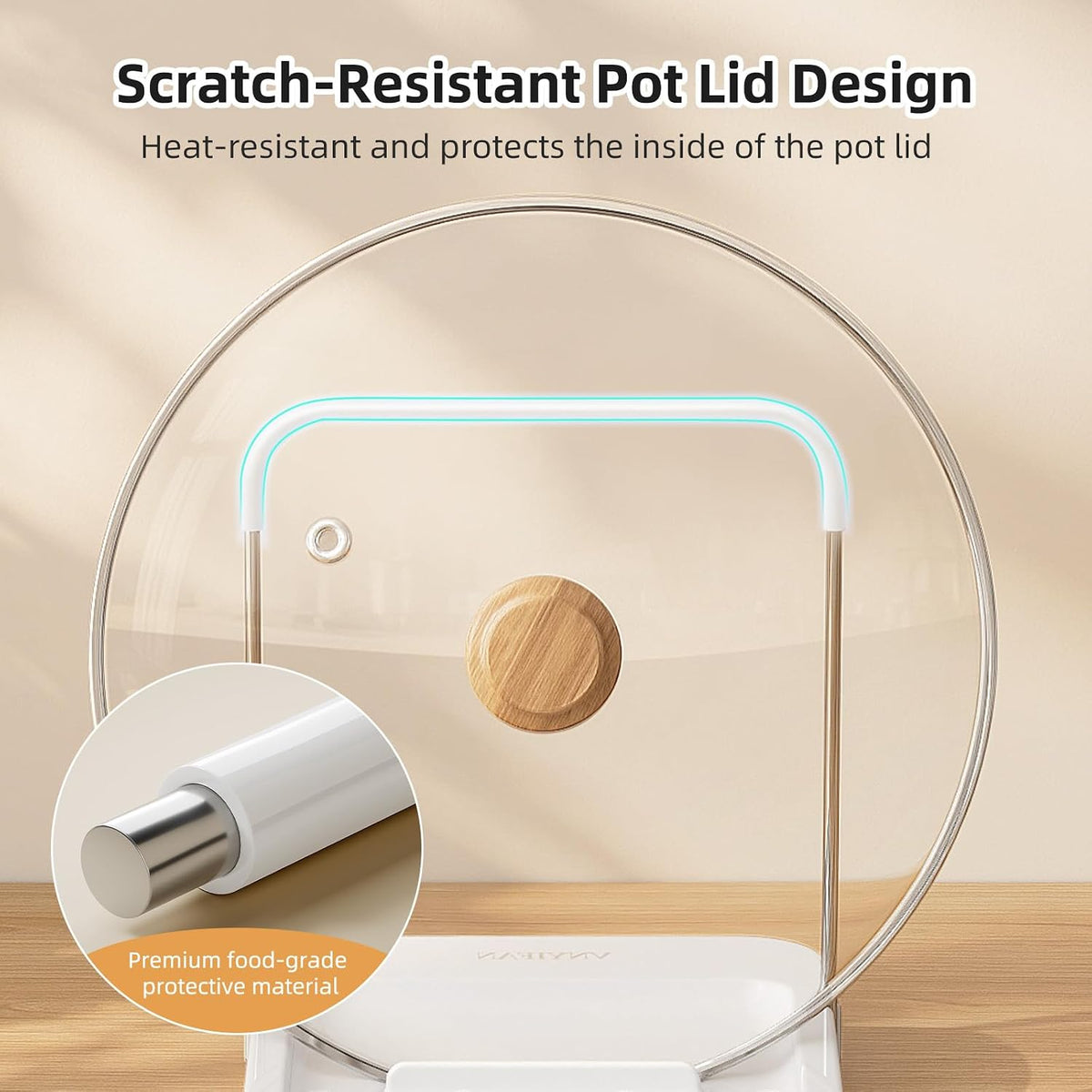 Pot Lid Holder with Wavy Spoon Rest for Kitchen Counter