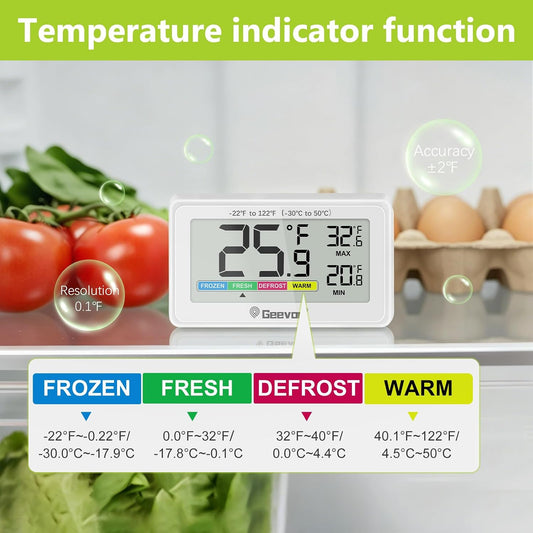 Geevon Refrigerator Thermometer Digital Fridge Thermometer