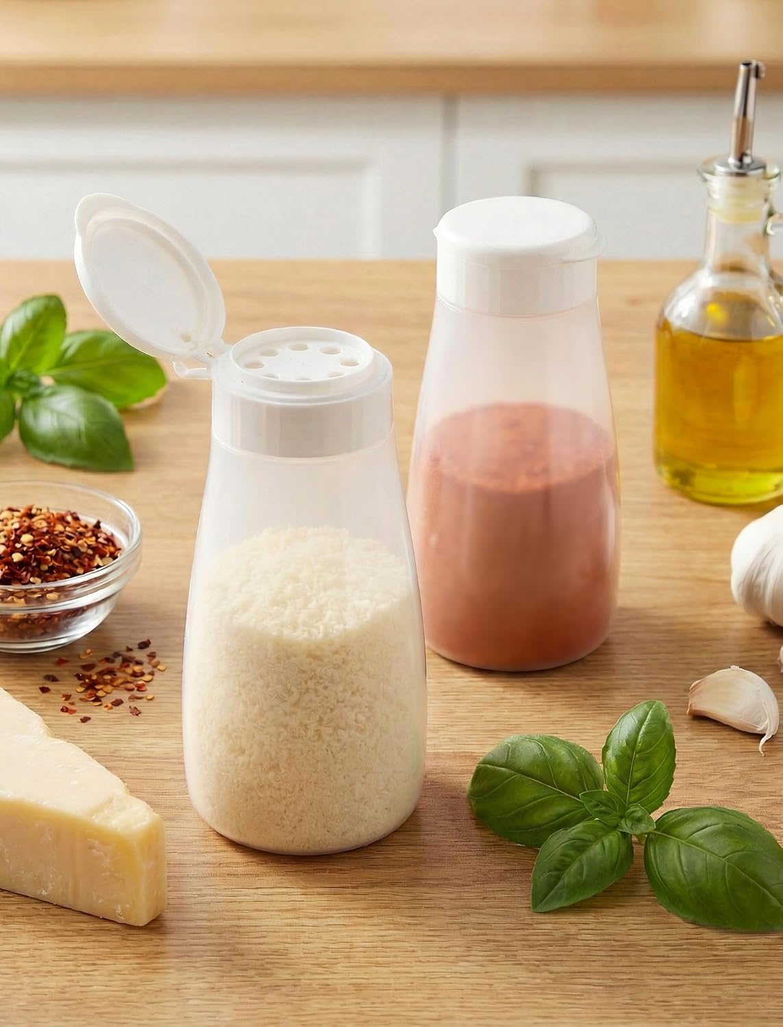 NiHome Soft Parmesan Cheese Shaker Set, 10oz Squeezable Spice Jars