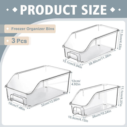 LemonRoad 12 Packs Pantry Organizers and Storage Freezer Clear Organizer Bins with Handle Acrylic Organization Bins Stackable Open Front Storage Vegetable Egg Salad Containers for Kitchen Cabinet