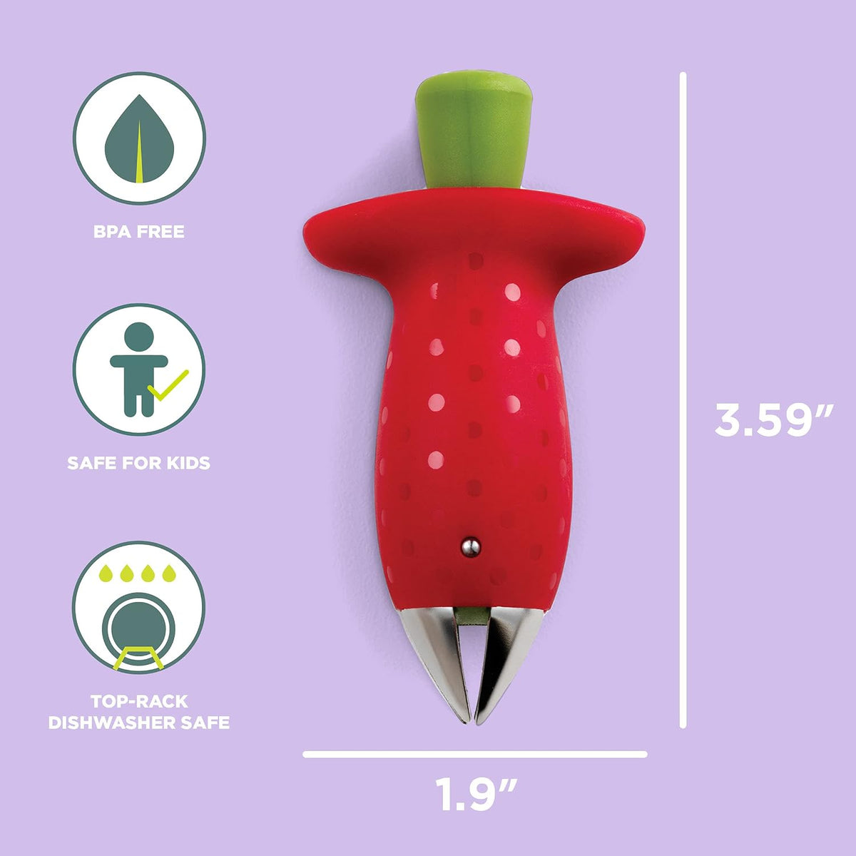 Chef'n Original Stem Gem Strawberry Huller, Red/Green - 102-138-005