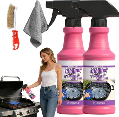 Fast-Acting Heavy-Duty Grill Degreaser Spray, BBQ Heavy Duty Degreaser Grill, All Purpose Heavy Duty Cleaner for Burnt Food & Grease, For Kitchen Grates and Racks, Electric Smokers (2Pcs)