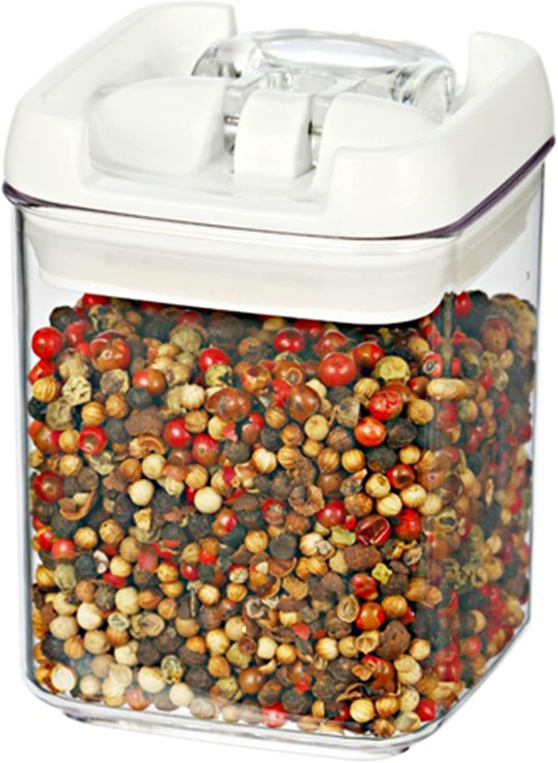 Felli®️ Flip-Tite Acrylic Airtight Food Storage Container With Flip Lid - 270ml | Leak Proof, BPA Free Plastic Container For Kitchen | Easy To Open Ring Handle | Stackable Multipurpose Jar Canister