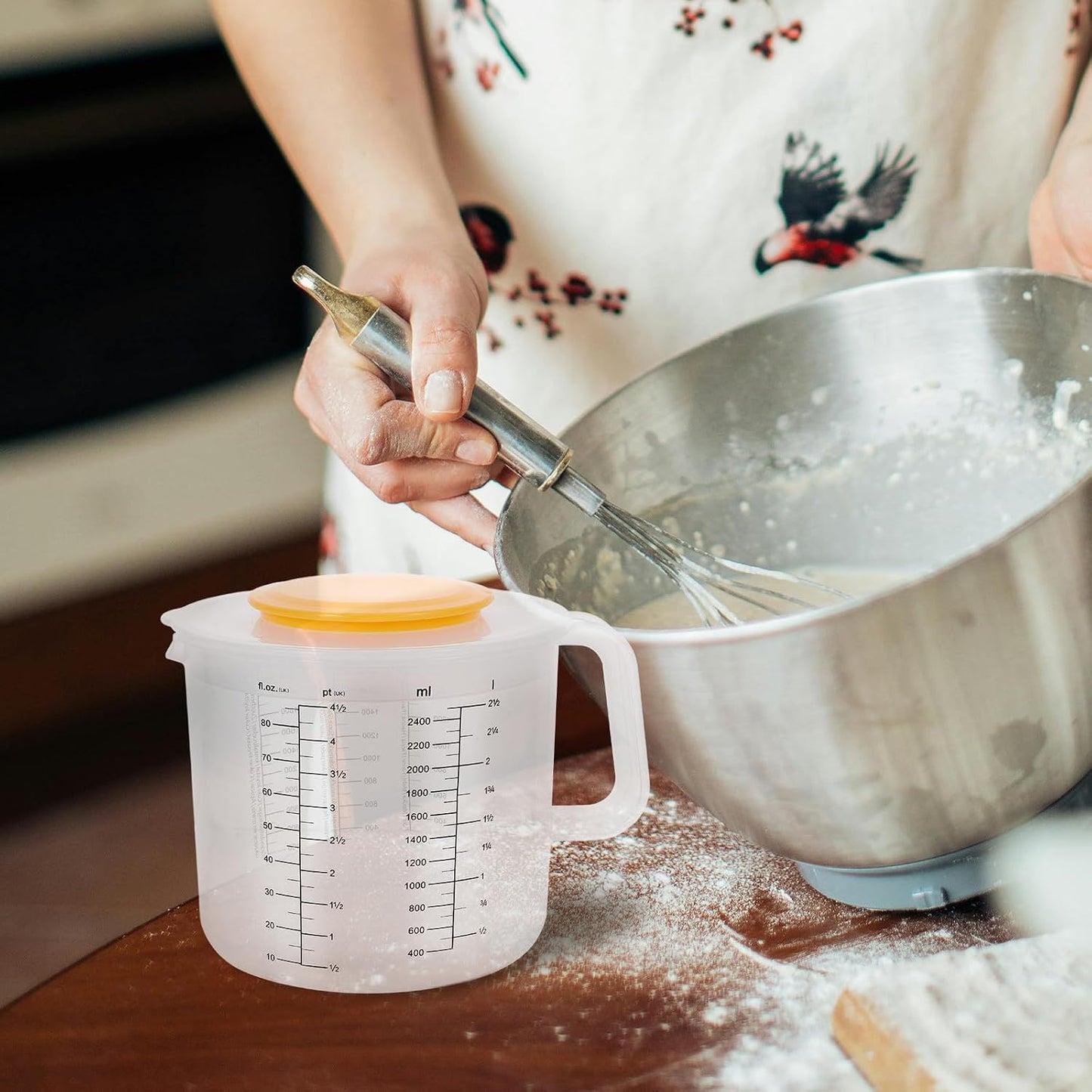 Multipurpose Mixing Bowl Scale, Measuring Cup Handle and Lid for Cooking and Baking