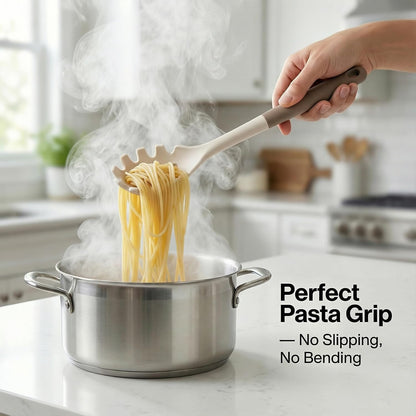 Silicone Kitchen Utensils Set, 6-Piece Premium Food-Grade Silicone Cooking Utensils with Reinforced Core, 500°F Heat Resistant, BPA-Free, Dishwasher Safe Kitchen Tools, Cream White & Mocha
