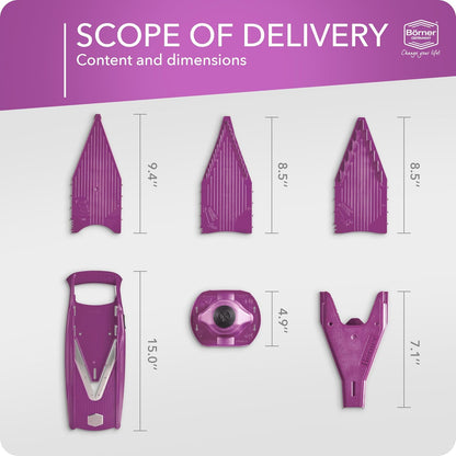 Börner Mandoline Slicer V5 (Basic Set) • Vegetable V-Slicer for Slices in 4 Thickness Settings • Stainless Steel V-Blade • Adjustable Kitchen Slicer for Vegetables & Fruits • Color: Green