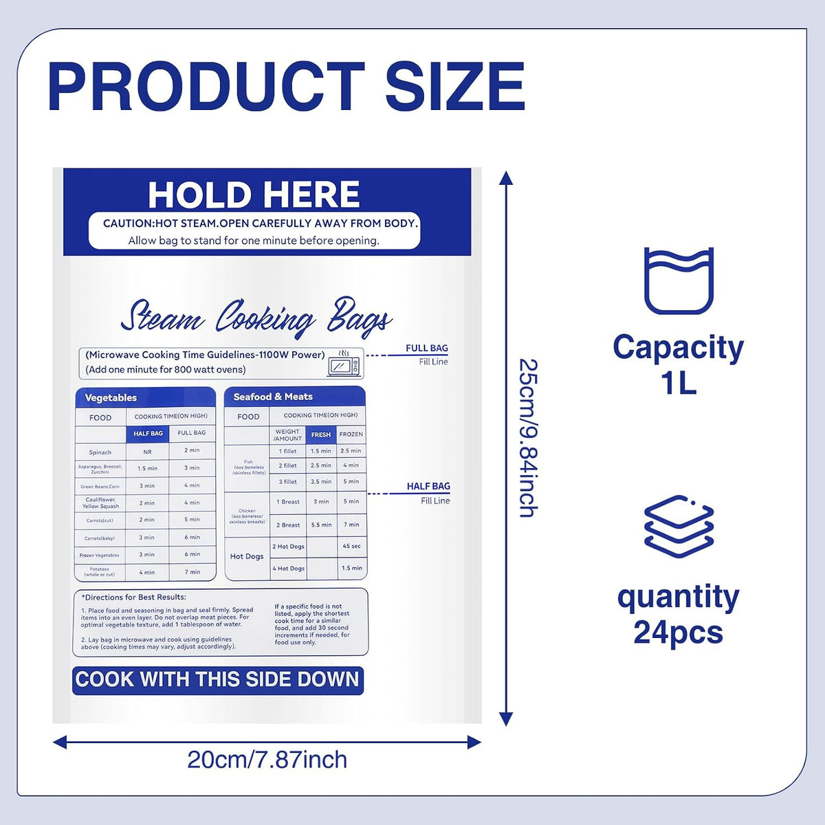 Steam Bags for Microwave Vegetables, Zipper Microwave Steam Bags Reusable Steamer Bagss for Microwaves Cooking for Vegetables Potatoes Meat Frozen Food