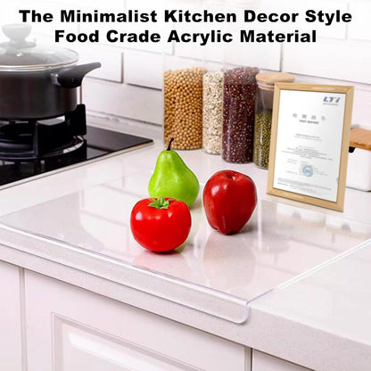 3-Piece Acrylic Cutting Board Set with Counter Lip, 3 Sizes (17.5x13.5/16x12/11.5x7.5Inch) for Kitchen Countertops, Non-Slip Durable Black Countertop Protector, Ideal for Home Decor Housewarming Gifts