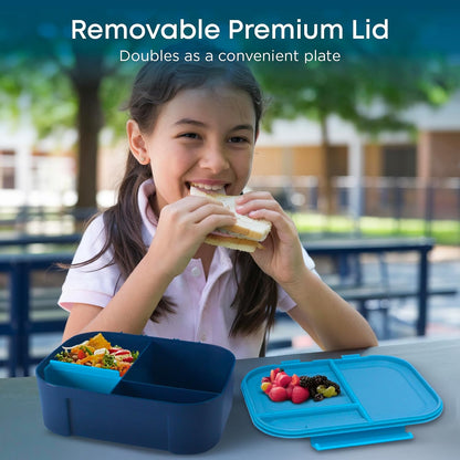 KARRICO Leakproof Lunch Box – 3-Compartment Bento Box, Cooler Pack & Adjustable Divider, Extra Large & BPA-Free – Dishwasher Safe, Ideal for On-the-Go Meals, Green