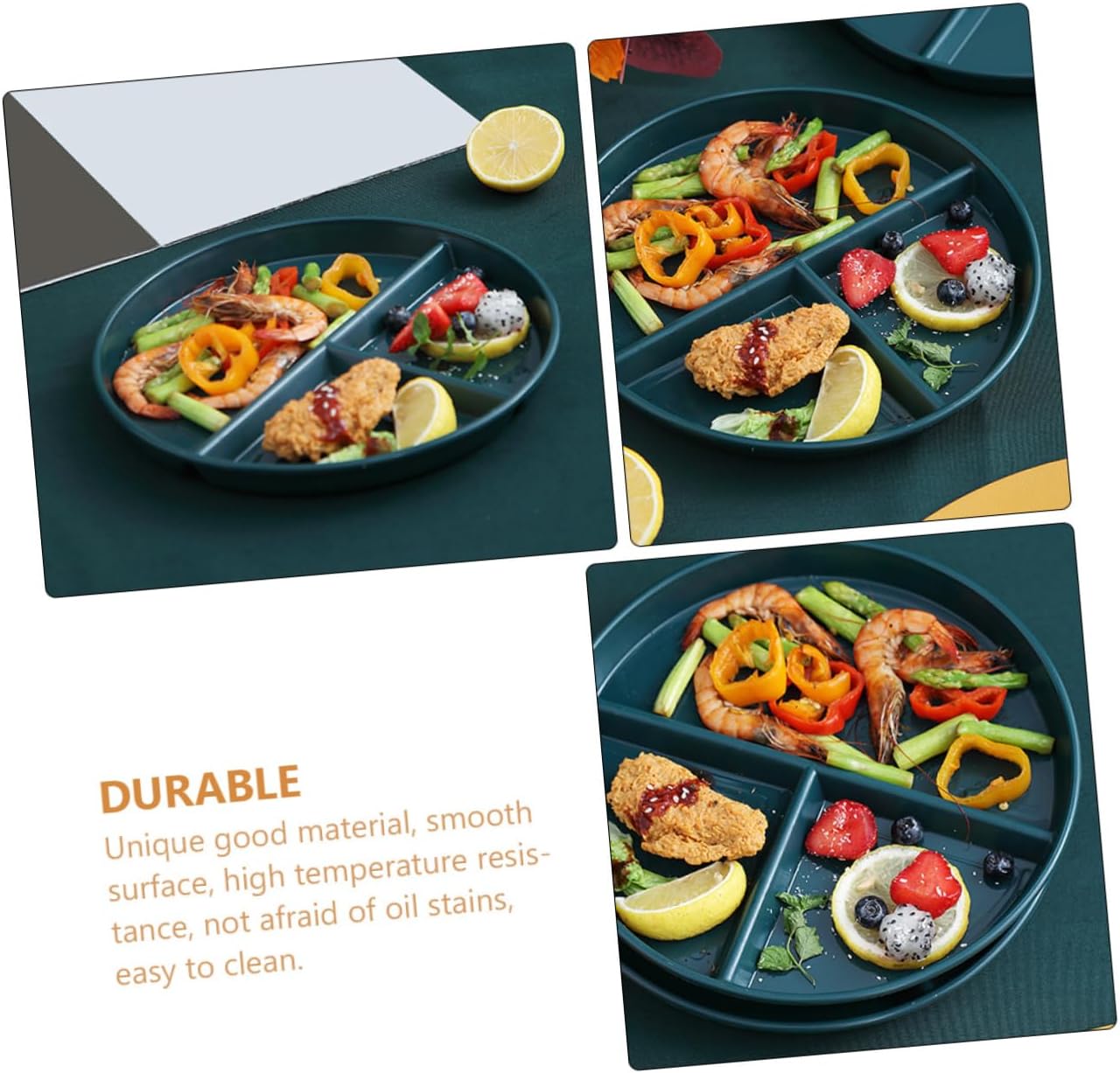 Divided Food Plate Three-compartment Pp Tray for Portion Control Stylish Breakfast Serving Food-grade Material for Dieting and Meal Prep