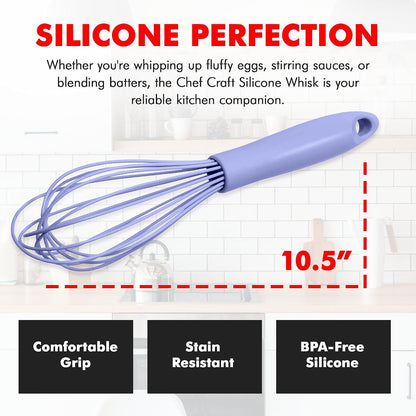 Chef Craft Premium Silicone Wire Cooking Whisk, 10.5 Inch, Red