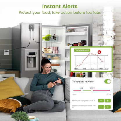 MOCREO WiFi Freezer Alarm Refrigerator Thermometer, App & Email Alerts