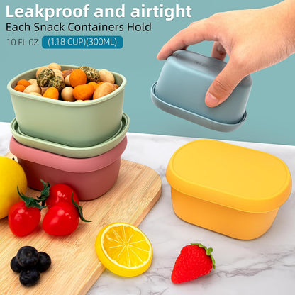 10oz(8pcs) Silicone Snack Containers Food Storage Containers, Reusable Small Snack Container with Lids, Stackable For Meal Prep,Fruit,Freezer