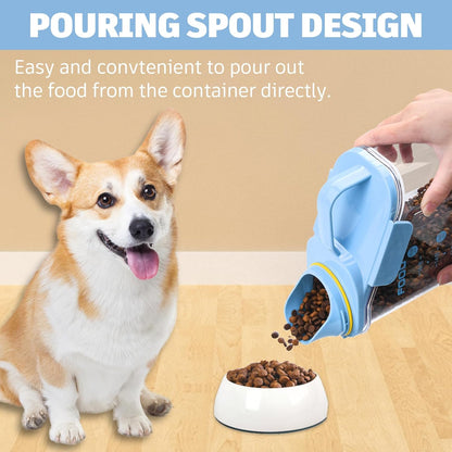 Dog Food Storage Container, Pet Food Storage Containers with Airtight Pour Spout, Cat Food Container with Measuring Cups, Portable Travel Pet Food Container for Dogs, Cats, Birds（Green）