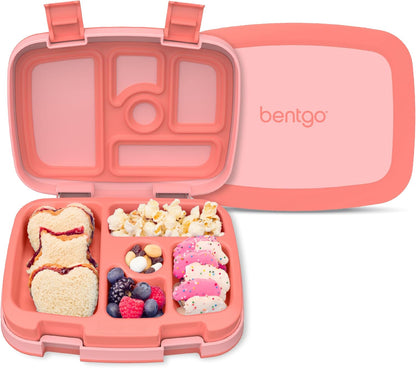 Bentgo Kids Bento-Style 5-Compartment Leak-Proof Lunch Box - Ideal Portion Sizes for Ages 3 to 7 - Durable, Drop-Proof, Dishwasher Safe, PFAS & BPA-Free & Made with Food-Safe Materials (Purple)
