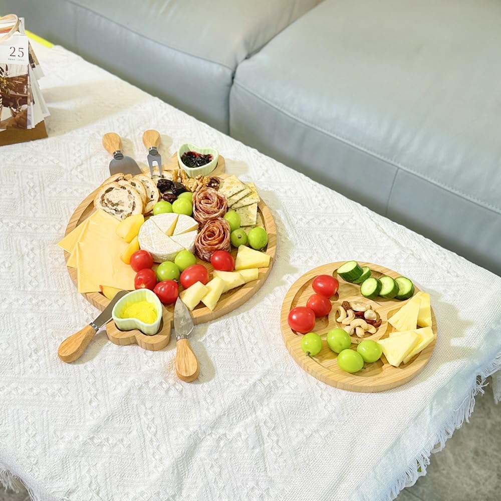 Charcuterie Boards Gift Set: Bamboo Charcuterie Cheese Board - Unique for Mom - House Warming Gifts New Home, Bridal Shower Wedding Gifts for Couple