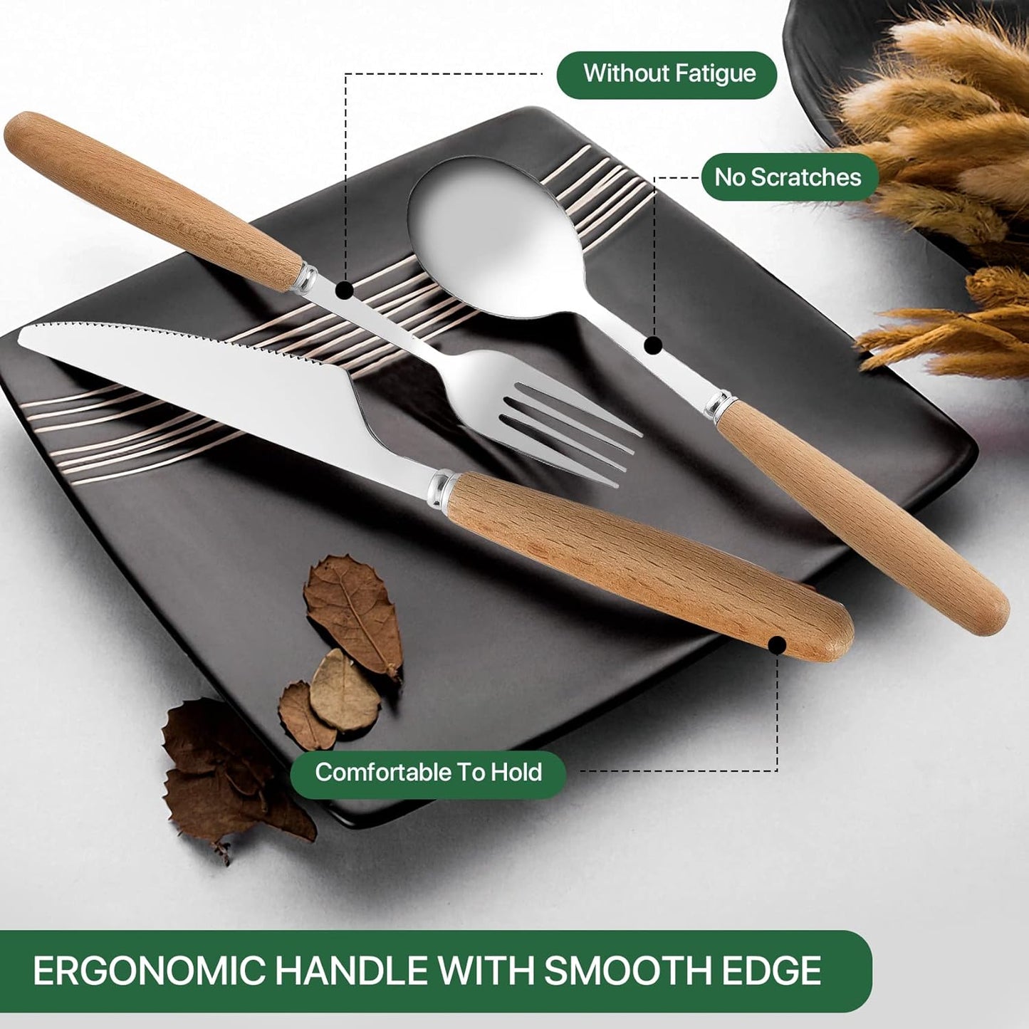 Reusable Travel Utensils with Case, 4pcs Portable Cutlery Set, Knives Fork and Spoon Set for Lunch Box, Portable Silverware Set for Travel Camping Picnic Hiking Office