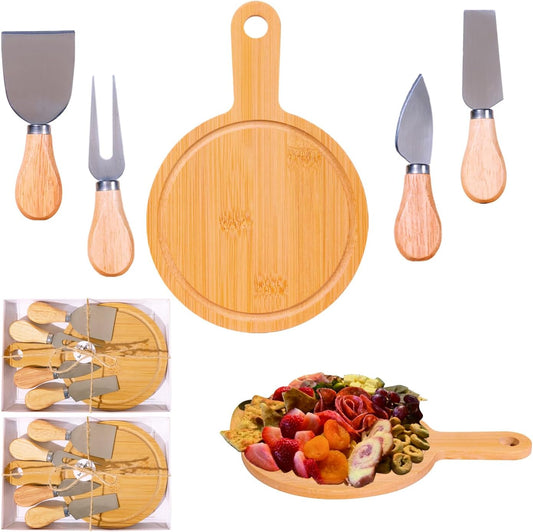 4 Set Bridal Shower Game Prizes for Winners, Baby Wedding Shower Favors, Round Small Charcuterie Board Personal, Mini Bamboo Cheese Board Bulk Return Gifts for Guests, 6 inch