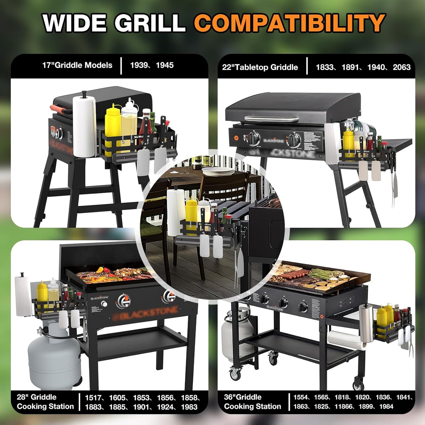 Griddle Caddy for Blackstone Griddles Accessories, Space Saving Grill Accessories Storage Caddy, BBQ Accessories Holder for Blackstone 28”-36” Grill with a Magnetic Tool Holder Paper Towel Holder