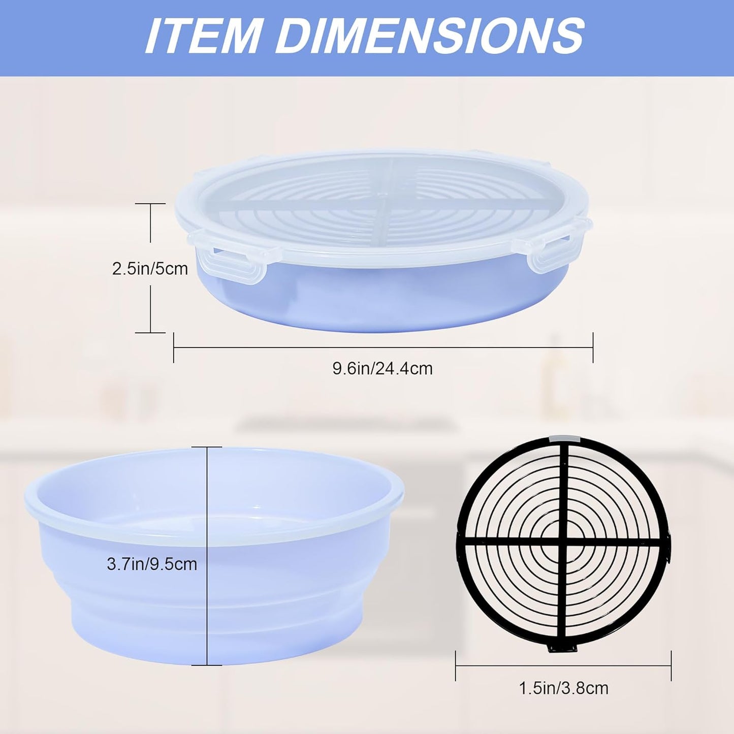 FJNATINH Collapsible Batter Bowl - Mess Free Better Breader Shaker Bowl with Lid Breading Shaker Container for Fried Fish, Fried Chicken, Onion Rings & More,No Leak,Easy to Store,Light Blue
