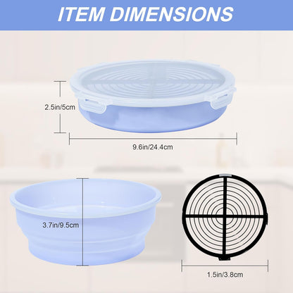 FJNATINH Collapsible Batter Bowl - Mess Free Better Breader Shaker Bowl with Lid Breading Shaker Container for Fried Fish, Fried Chicken, Onion Rings & More,No Leak,Easy to Store,Light Blue