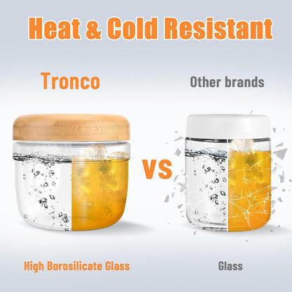 Tronco 24 oz Glass Food Storage Containers with Lids, Airtight, Leak & Spill Proof Glass Lunch Bowls for Meal Prep, Salad, Yogurt, Soup & Stew, Microwave & Dishwasher Safe, BPA-Free, Set of 1