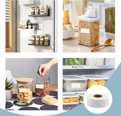 500 Pcs Removable Food Labels, Easy Peel Off Freezer Safe Stickers for Containers Bottles Jars, Write On Waterproof Kitchen Labels for Canning Daycare Meal Prep, No Residue