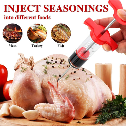 Meat Injector Syringe, 1-oz Plastic Marinade Turkey Injector Kit
