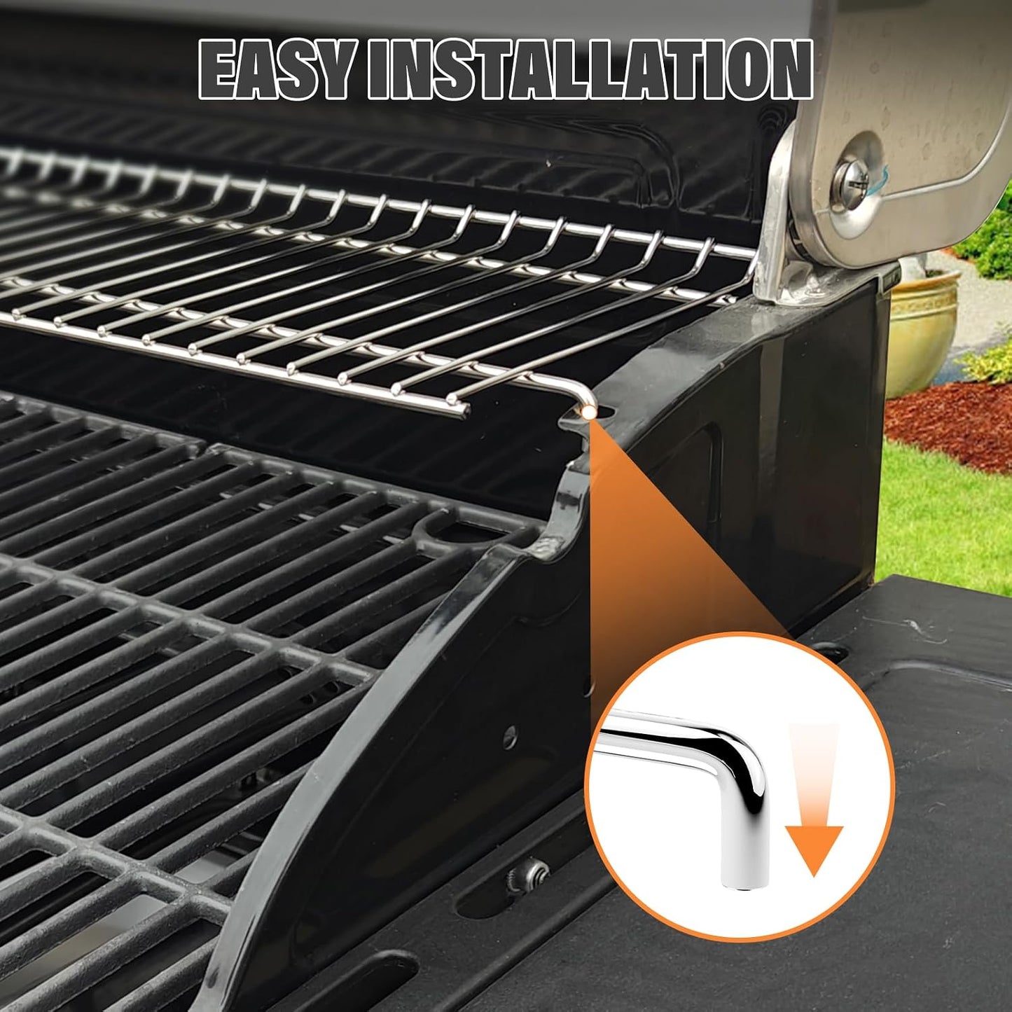 Utheer 2-Pack Griddle Warming Rack for Blackstone 28" Griddles, Stainless Steel Flat Top Grill Accessories | Reversible Rack Adds Prep Space, Foldable Clip-On Design Expands Cooking & Holding Area