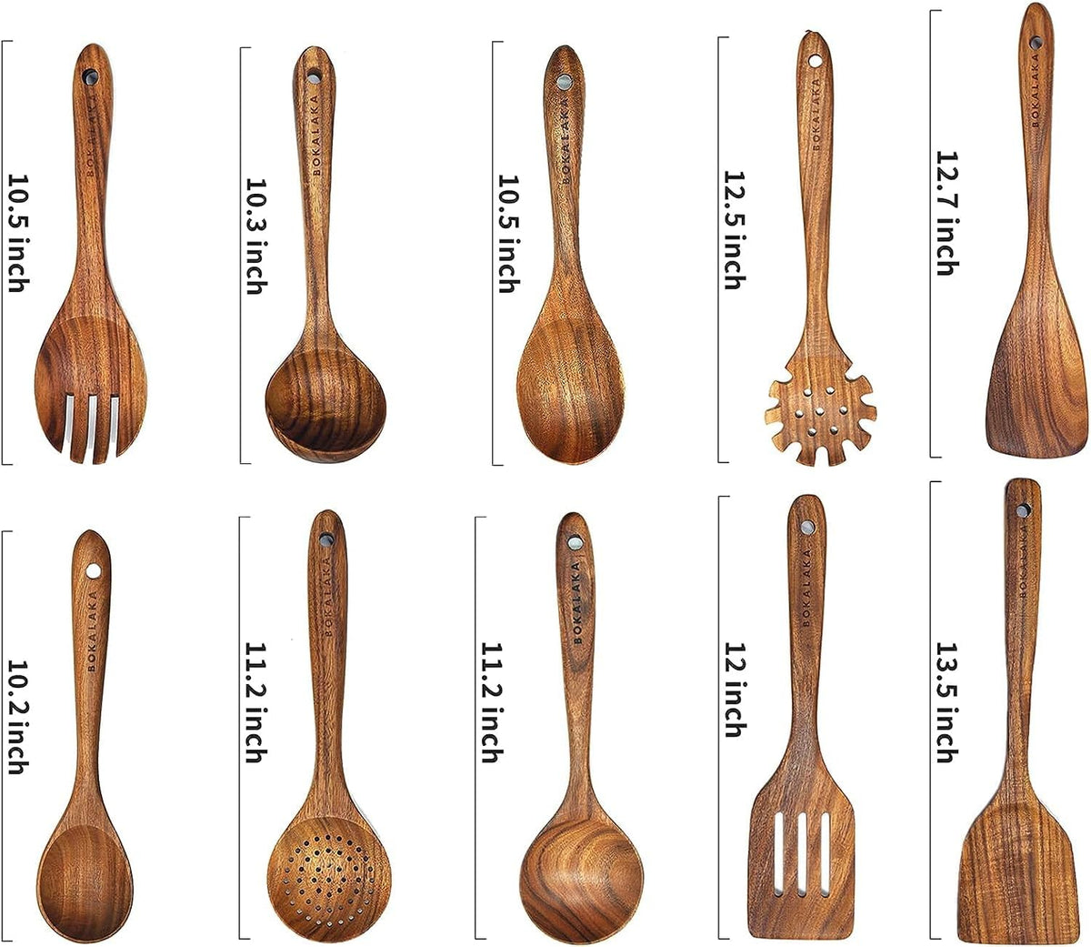 Wooden Spoons for Cooking, Natural Teak Wooden Kitchen Utensils Set Wooden Utensils for Cooking Wooden Cooking Utensils Wooden Spatulas for Cooking (10)