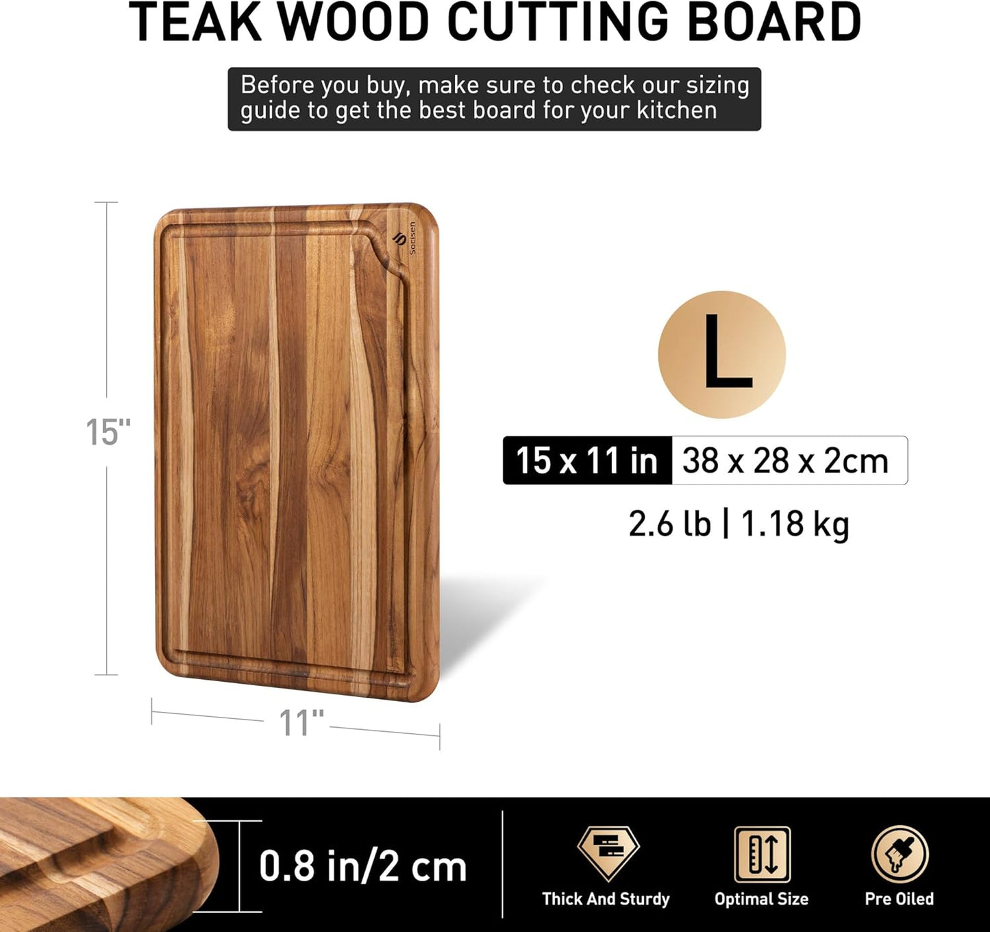 4 Pack Teak Wood Cutting Board Set for Kitchen Heavy Duty Non Toxic Non Slip Solid Thick Wood Haus Chopping Board Extra Large Big Small Meat Best Essential House Warming Hostess Host Gift