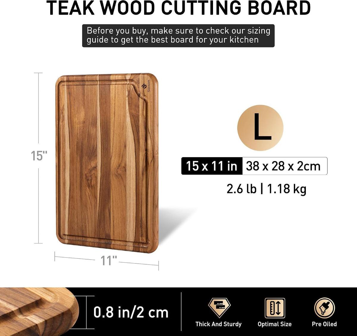 Teak Cutting Boards for Kitchen Wood Wooden Cutting Board Non Slip