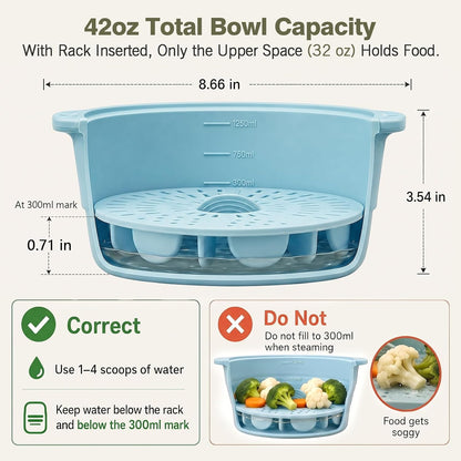 42oz Collapsible Silicone Microwave Steamer for Vegetables, Green