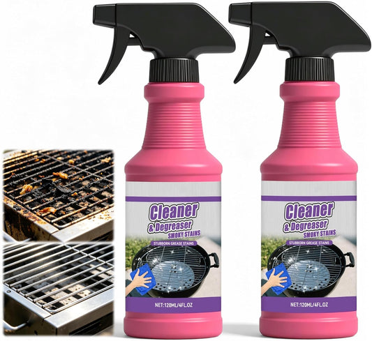 2PCS Fast Acting Heavy Duty Grill Degreaser Spray,BBQ Grill Cleaner,Multi Functional Grease Remover,Multifunctional Kitchen Appliance Cleaner For Cooktop,Stove,Grill,Drip Pans & Oil Stains,240ML