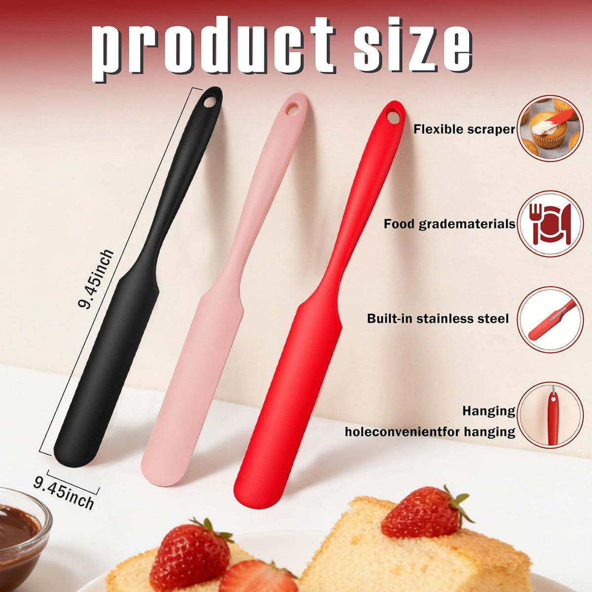 Silicone Jar Spatula,Long Handle Sourdough Spatula