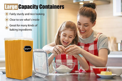 Wildone Large Food Storage Containers 5.2L /175oz, 4 Piece BPA Free Plastic Airtight Food Storage Containers for Flour, Sugar, Baking Supplies, Kitchen & Pantry Containers with 20 Labels