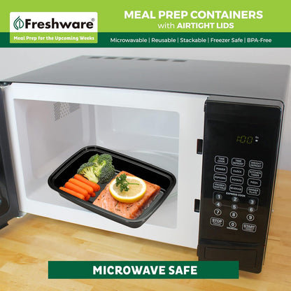 Freshware Meal Prep Containers [15 Pack] 1 Compartment Food Storage Containers with Lids, Bento Box, BPA Free, Stackable, Microwave/Dishwasher/Freezer Safe (28 oz)
