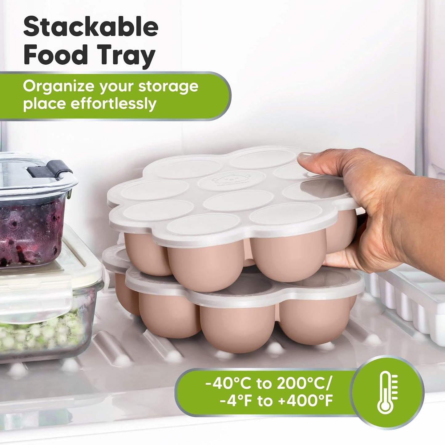 KeaBabies Silicone Food Freezer Trays with Lid, 2oz x 10 Pods Baby Food Storage Containers, Easy Puree Meal Prep, Breast Milk Silicone Freezer Molds, Dishwasher, Microwave Safe, BPA-Free (Slate)