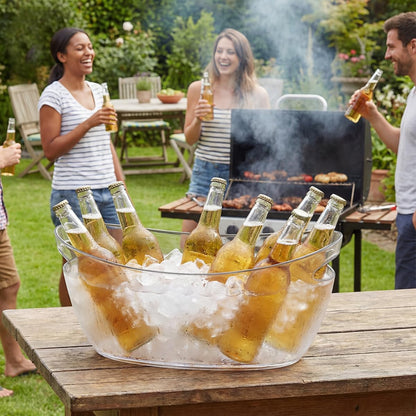 OBTANIM Clear Acrylic Ice Buckets Large Champagne Drink Cooler Storage Ice Tub with Scoops for Beer Cocktails Wine Beverage Home Parties Bar Cooling Supplies