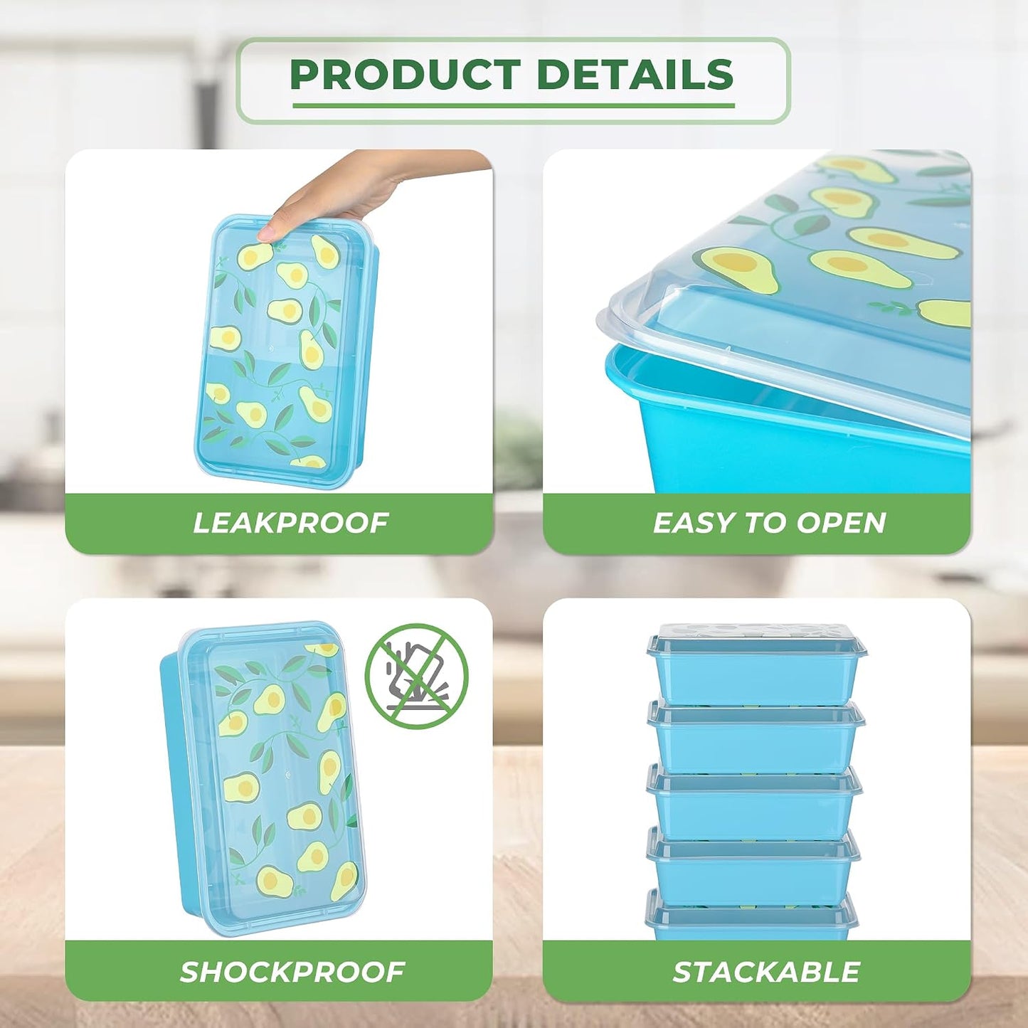 10 Pack 42 oz Meal Prep Containers, Reusable Plastic Food Prep Storage Containers with Printed Lids, Stackable, Leakproof, Microwave & Freezer & Dishwasher Safe,To Go Take Out Box