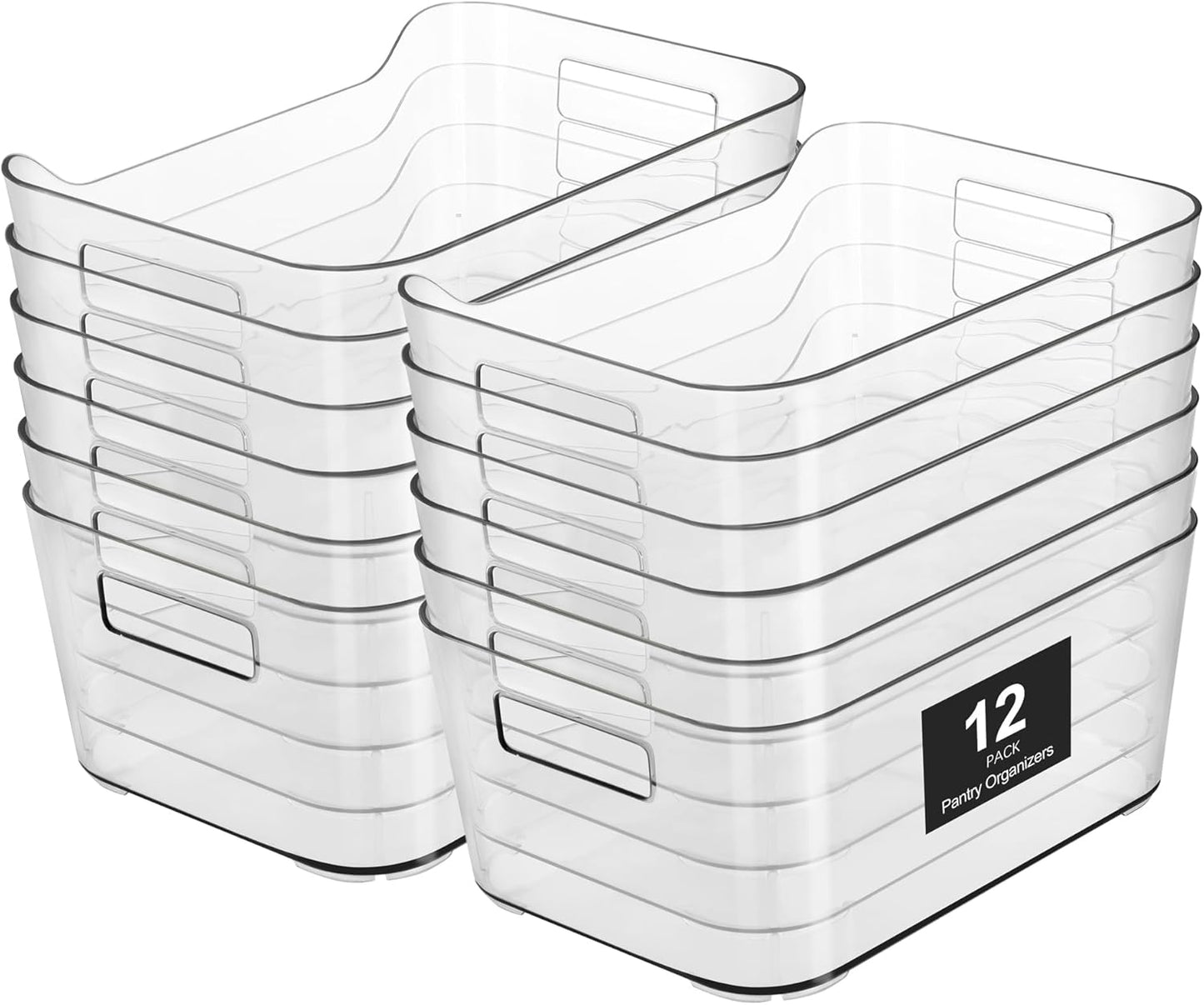 Heyuzb Set of 8 Clear Fridge Organizer Bins, Stackable Refrigerator Organizers and Storage for Fridge, Freezer, Pantry, BPA Free