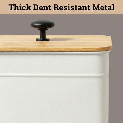 Kitchen Canisters for Countertop Set of 4 w/ Chalkboard Labels & Marker Pen | Airtight Easy Open Bamboo Lids, Dent-Resistant Thick Metal, Customizable Chalkboard Labels, Marker Pen Included, Set of 4