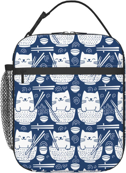 Reusable Sea Otter and Water Lily Lunch Box for Kids Girls Boys Women Adult, Insulated Cute Lunch Bag,Polyester Cooler Handbags Case for School Picnic Work Travel Outdoor Beach or Hiking
